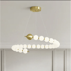 Lustre LED collier de perles opalines en spirale, finition dorée