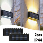 Lot de 2 appliques murales solaires LED IP44, faisceau haut et bas