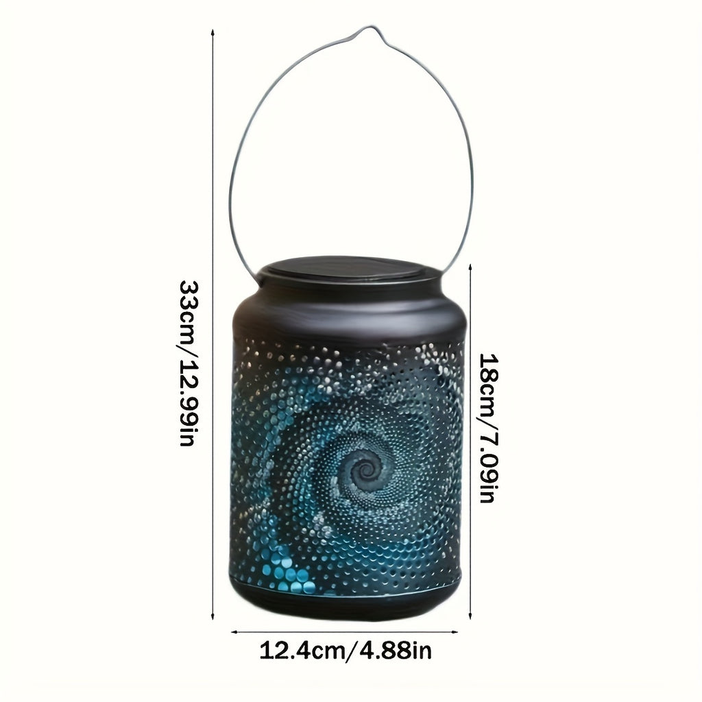 Lot de 2 lanternes solaires en fer à motif spirale, 33 cm avec anse