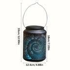 Lot de 2 lanternes solaires en fer à motif spirale, 33 cm avec anse
