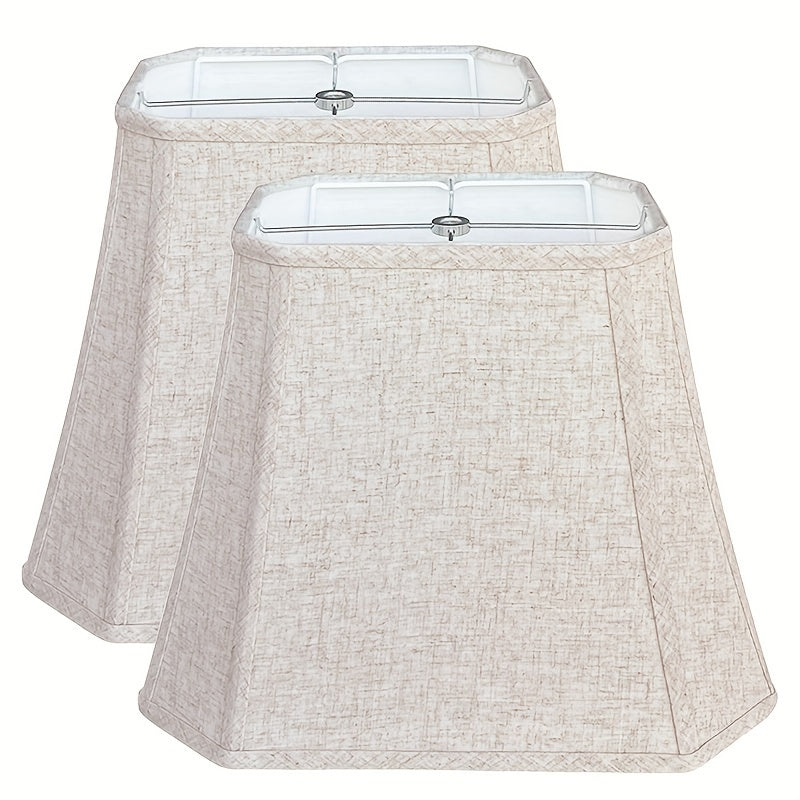 Abat-jour rectangulaire à pans coupés en lin, blanc ou beige