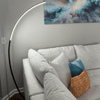 Lampadaire arc LED noir ou blanc à diffuseur silicone, 165 cm