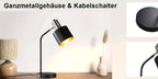 Lampe de chevet noire en métal à tête orientable, douille E27