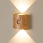 Applique murale LED à détecteur rectangulaire, effet bois ou pierre