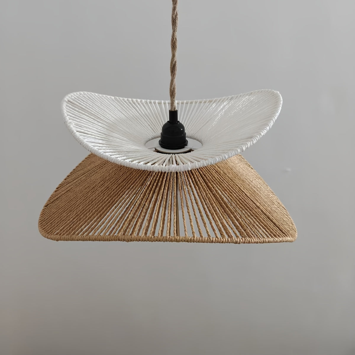 Abat-jour à deux pétales en cordelette, blanc et miel, Ø 40 cm