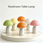 Lampe champignon en verre coloré et pied blanc, branchement USB