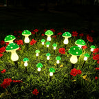 Guirlande solaire de 8 champignons verts à pois, à planter, IP44