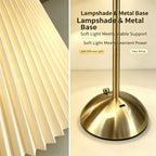 Lampe de chevet sans fil à abat-jour plissé coloré, socle dôme doré