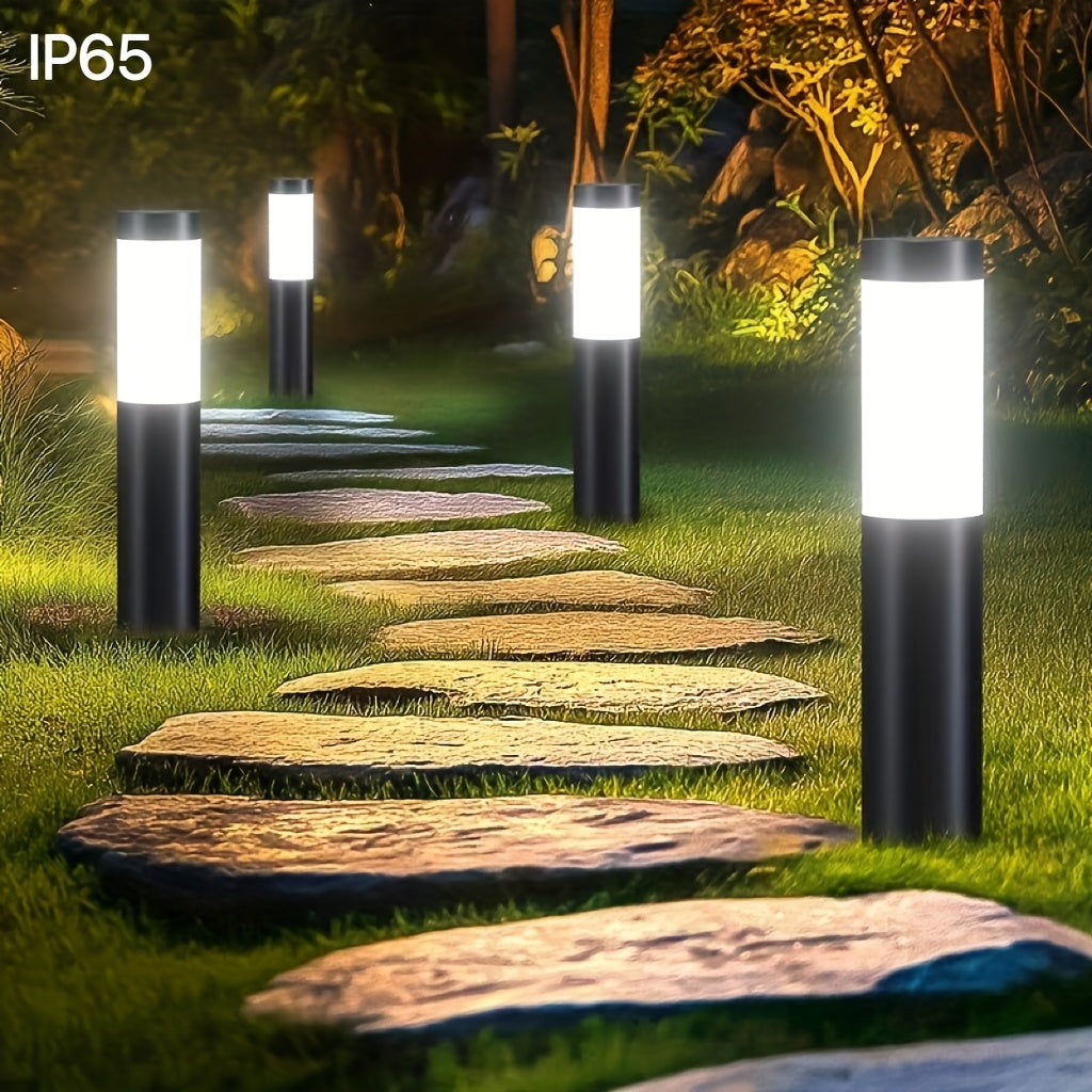 Lampe solaire tube à diffuseur opalin, noire ou argentée, lot de 2