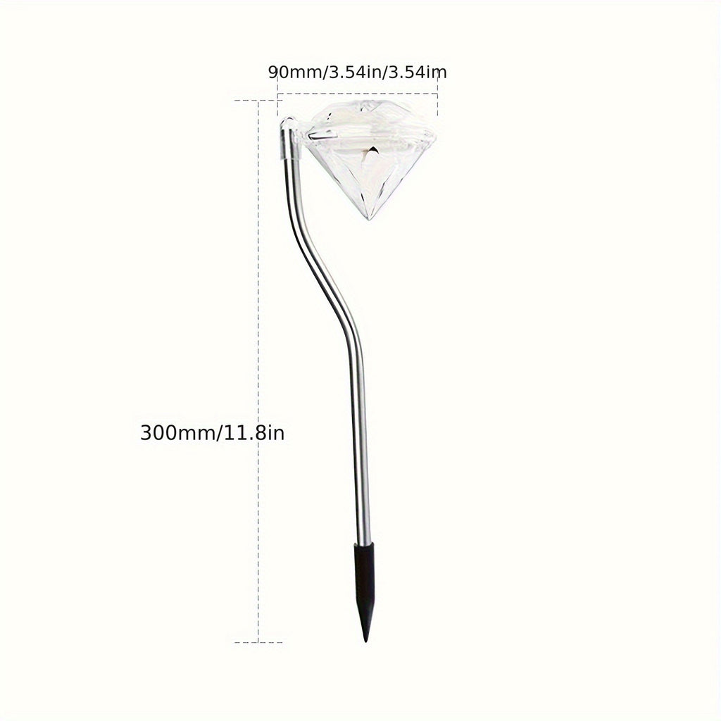 Lampe solaire diamant sur tige courbée, lot de 4 pour allée