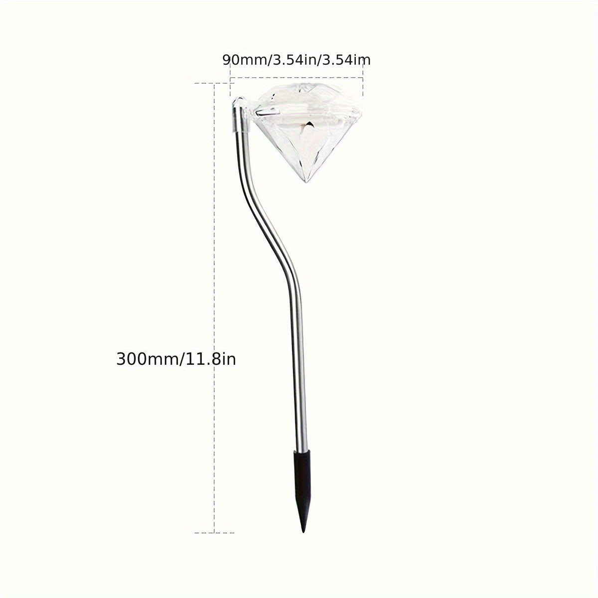 Lampe solaire diamant sur tige courbée, lot de 4 pour allée