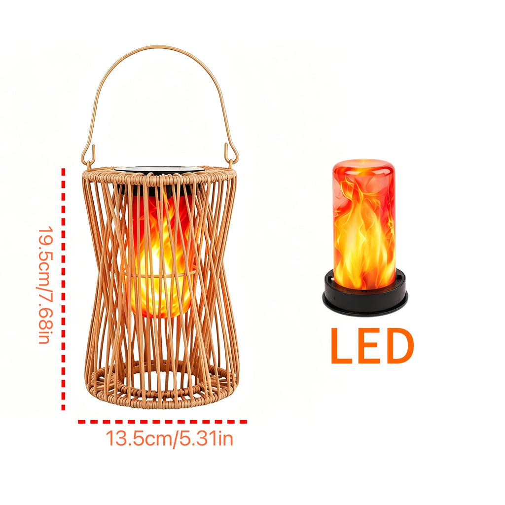 Lanterne solaire tressée en sablier à effet flamme, IP65, lot au choix