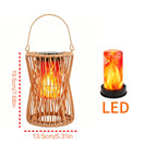 Lanterne solaire tressée en sablier à effet flamme, IP65, lot au choix