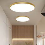 Plafonnier LED disque blanc cerclé d'or, Ø 47 cm, 4 cm d'épaisseur