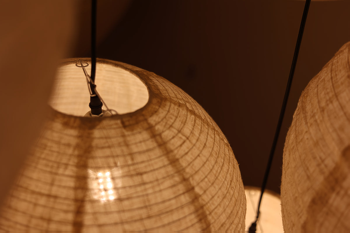 Abat-jour boule en toile de ramie pour suspension, Ø 30 à 50 cm