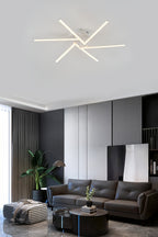 Plafonnier LED à six branches en étoile, doré, blanc ou noir, 76 cm