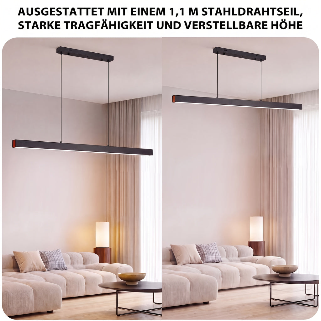 Suspension LED barre noire 36 W en métal et acrylique, longueur 100 cm