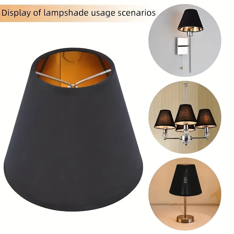 Lot de 6 mini abat-jour à pince en toile noire, intérieur doré