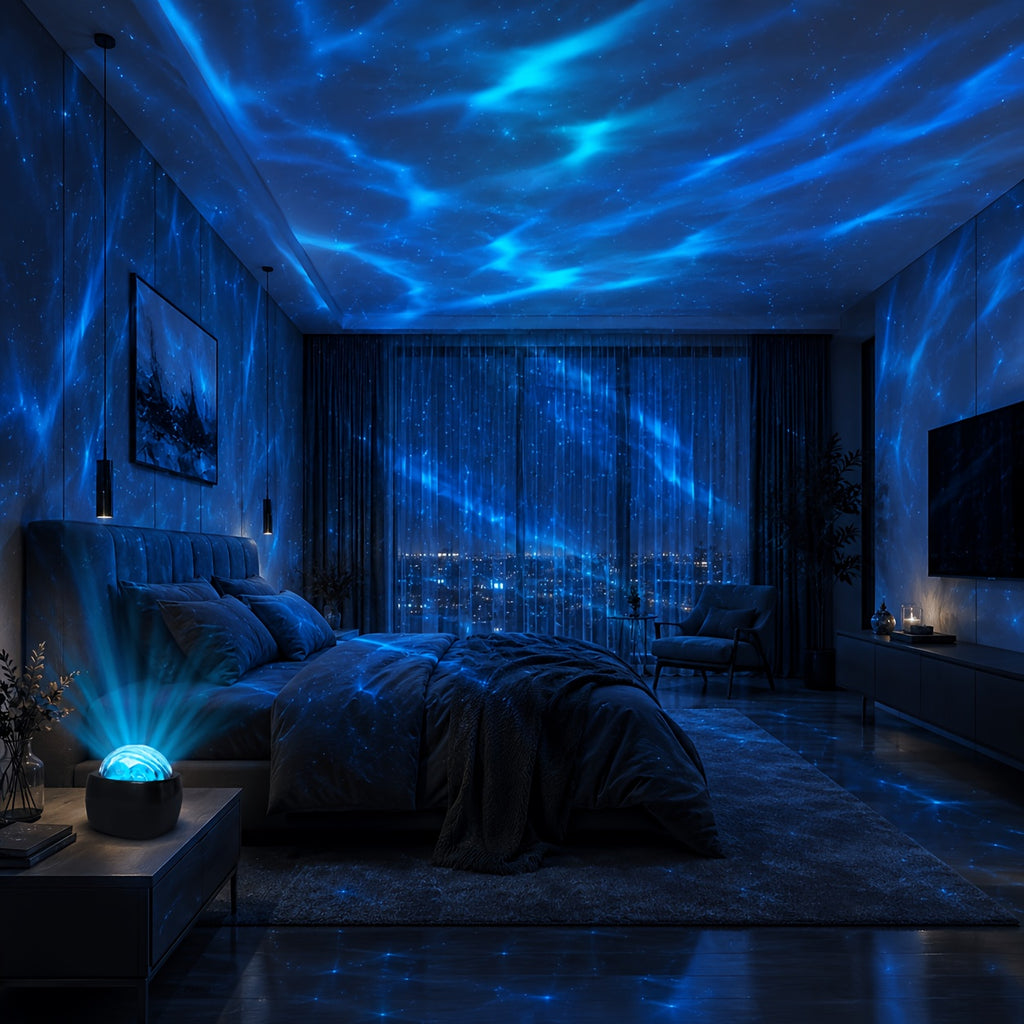 Projecteur ciel étoilé et aurores, veilleuse noire à bouton, USB