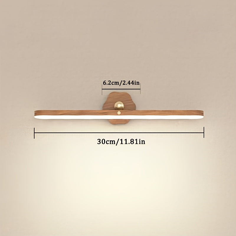 Applique murale LED barre rotative effet bois, tactile et sans fil