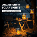 Lanterne solaire noire à effet flamme et pince d'accroche, IP65