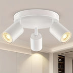 Plafonnier 3 spots orientables sur platine ronde blanche, GU10
