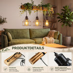 Suspension poutre rustique en bois flammé, hauteur réglable