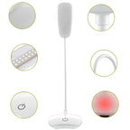 Lampe de bureau LED tactile à col flexible blanc, 14 LED à 5000 K