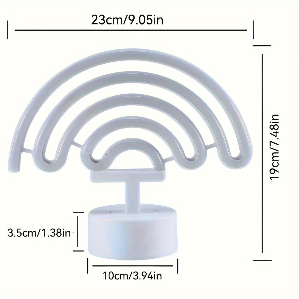 Néon LED arc-en-ciel sur socle, à piles ou USB, 23 x 19 cm
