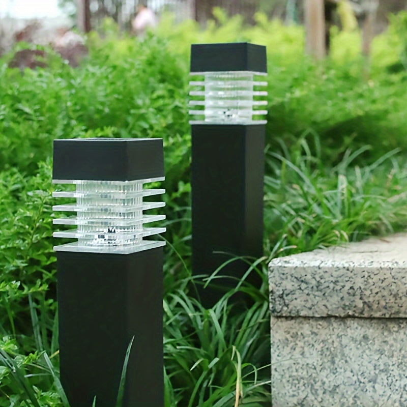Borne solaire de jardin carrée noire, IP44, lot de 4 de 39 cm