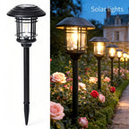 Lanterne solaire de jardin en métal et verre, H 59,5 cm, filament