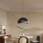 Suspension dôme en métal noir martelé à intérieur doré, Ø 40 cm
