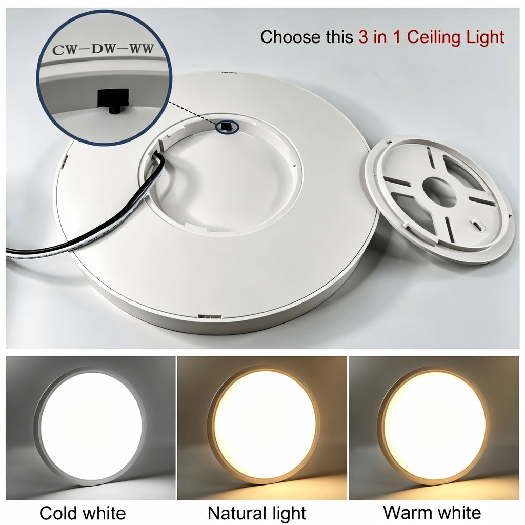 Plafonnier LED rond extra-plat Ø 50 cm, 3 teintes, lot de 2