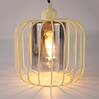 Suspension 5 cages dorées et verre fumé sur rampe de 100 cm, E27