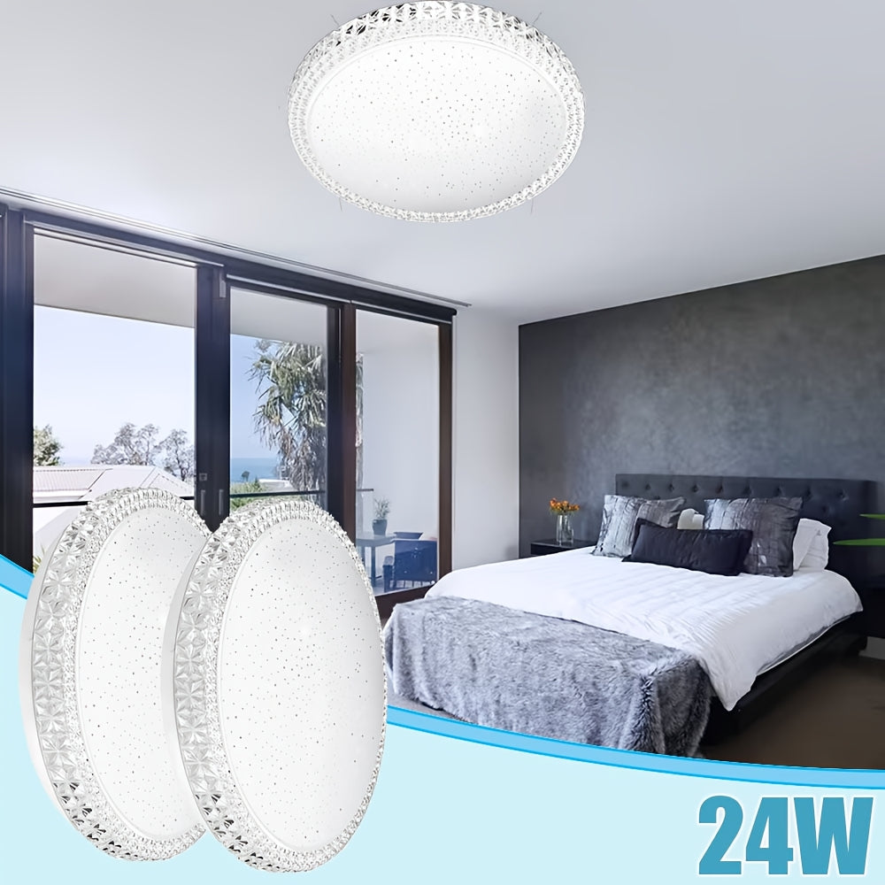 Plafonnier LED rond pour chambre aux reflets de cristal