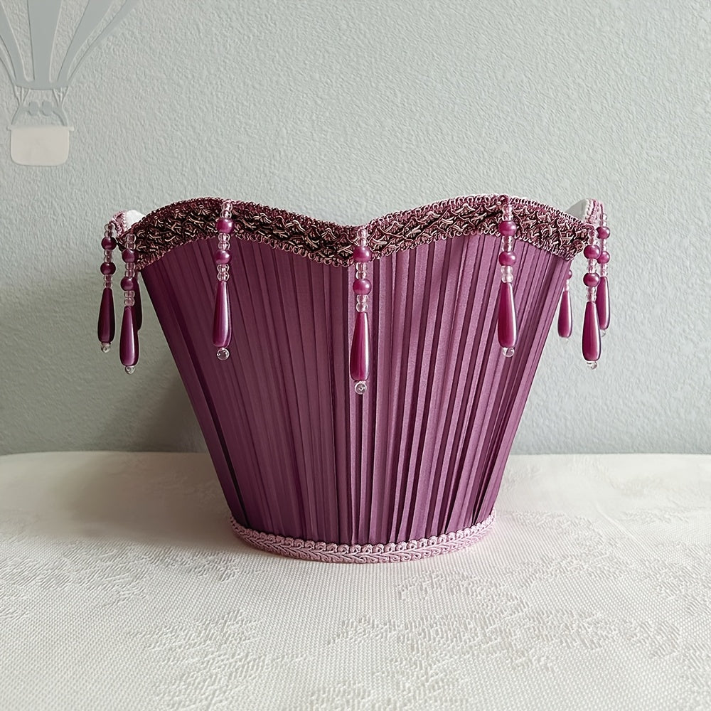 Abat-jour plissé violet prune à pendeloques en gouttes, Ø 25 cm