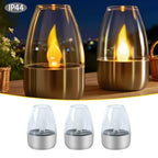 Lot de 3 bougies solaires LED sous globe transparent, IP44, 8,5 cm