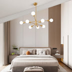Lustre Sputnik doré à 8 lumières sur tige, Ø 75 cm, E27
