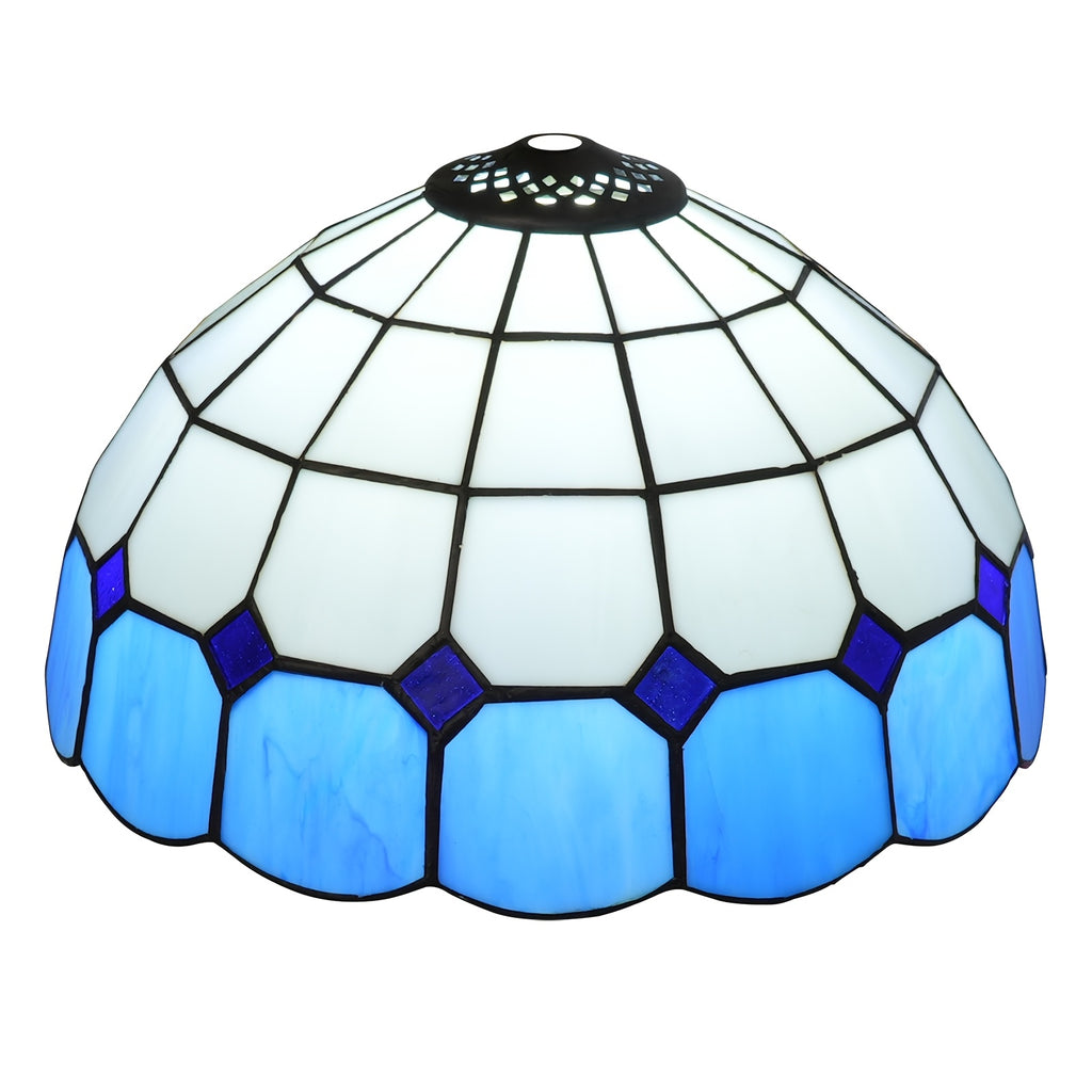 Verre de remplacement vitrail blanc à bordure bleue, Ø 30 cm