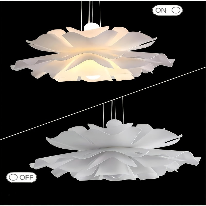 Suspension corolle à pétales ondulés blancs, Ø 50 cm, E27