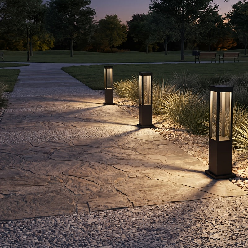 Borne lumineuse extérieure en aluminium noir, LED 3000K, 60 ou 80 cm