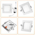Lot de 20 spots LED encastrables carrés 6 W pour grands volumes