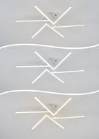 Plafonnier LED à six branches en étoile, doré, blanc ou noir, 76 cm
