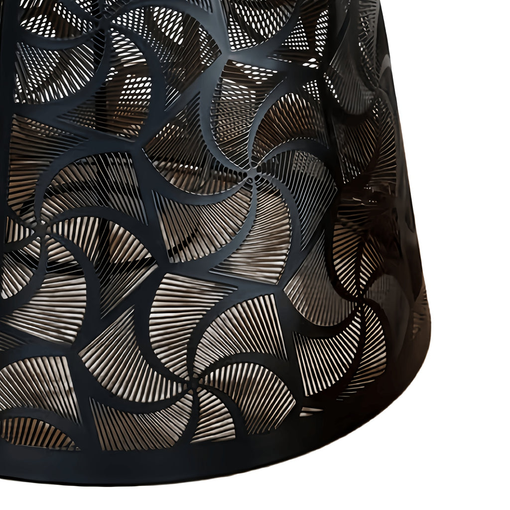 Abat-jour en métal noir ajouré motif moulin à vent, Ø 19 cm