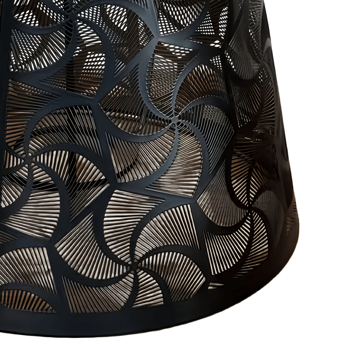 Abat-jour en métal noir ajouré motif moulin à vent, Ø 19 cm