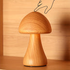 Lampe champignon effet bois, veilleuse tactile rechargeable 17 cm