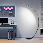 Lampadaire arc LED 165 cm, trois teintes et variateur, doré ou blanc