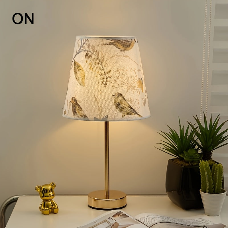 Lot de 2 petits abat-jour en tissu imprimé oiseaux et fleurs