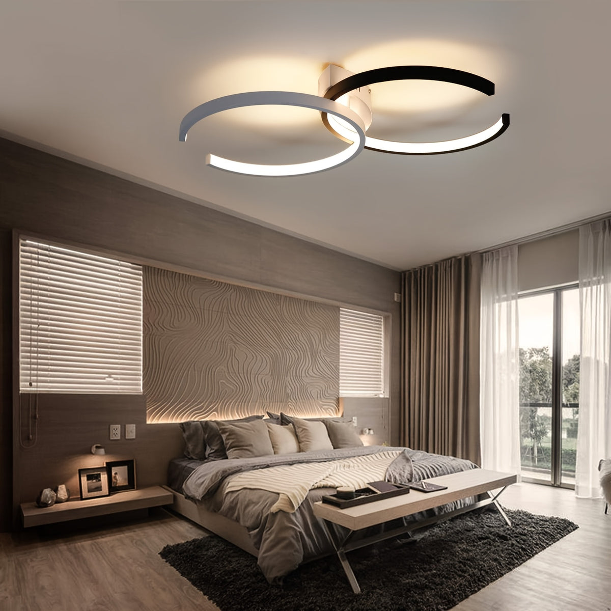Plafonnier bicolore à arcs ouverts pour la chambre