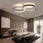 Plafonnier LED à deux arcs noir et blanc, 54 cm, trois teintes